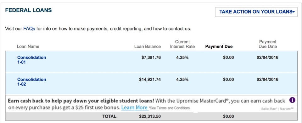 February 4, 2015 - Student Loan balance update.